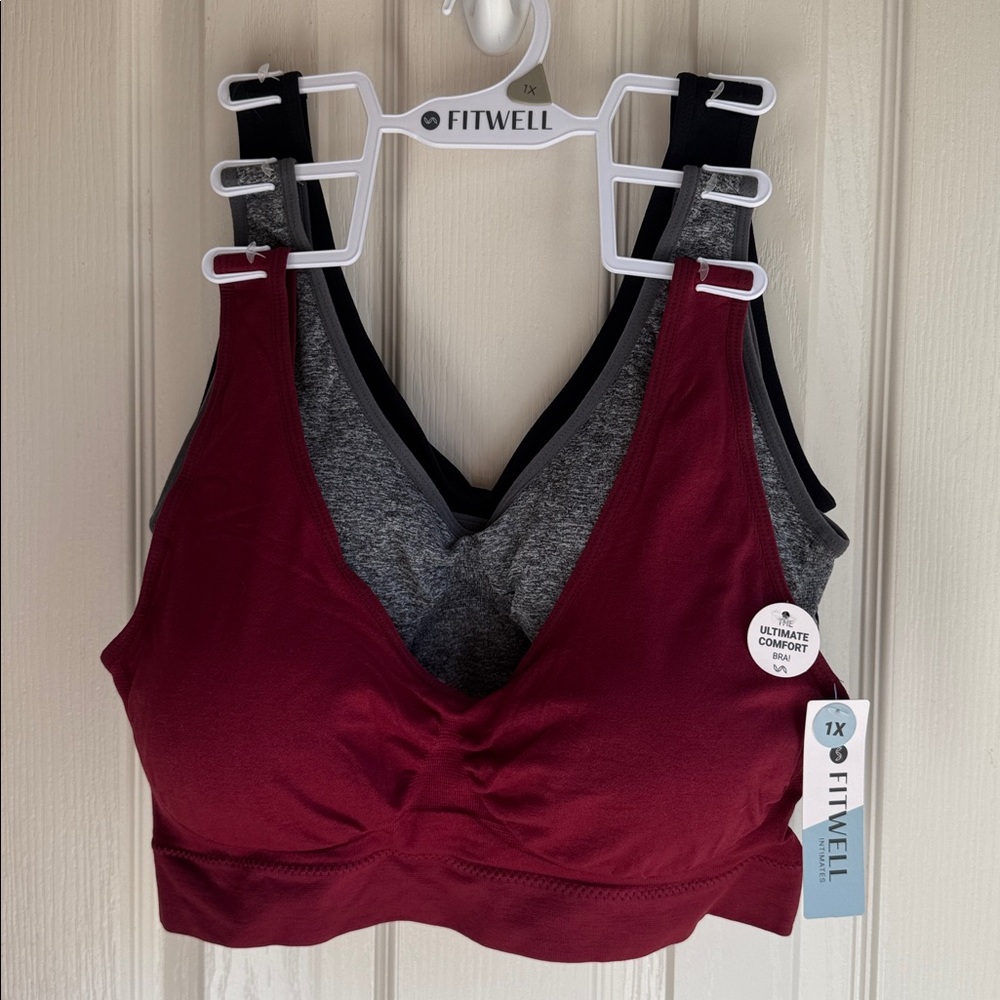 NWT FITWELL 3 PIECE COMFORT BRA SET